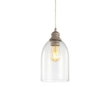 Fontaine 6.25" Adjustable Greige Glass LED Pendant - JONATHAN Y